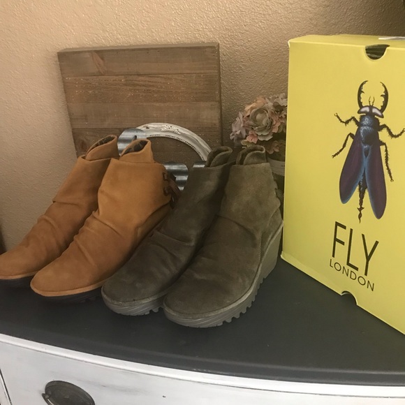 FLY LONDON SUEDE BOOTIES SLUDGE - Picture 2 of 5